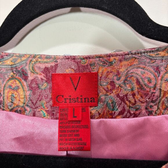 VTG Cristina Pink Paisley Jacquard Bolero Jacket Women L Cocktails Church - Picture 5 of 9